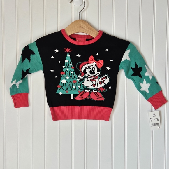 NWT Disney Minnie Mouse Toddler Girls Christmas Sweater PLEASE LOOK AT SIZE PICS - Picture 8 of 11